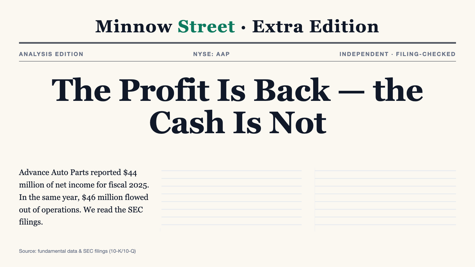 Advance Auto Parts: The Profit Is Back — the Cash Is Not