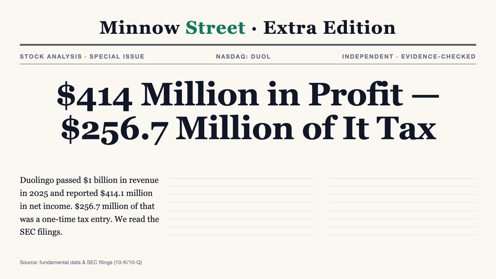 Duolingo: $414 Million in Profit — and $256.7 Million of It Came From a Tax Entry