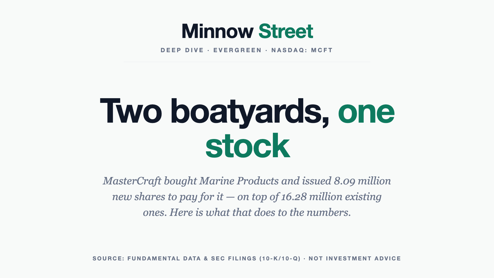 MasterCraft: Two Boatyards, One Stock — and 8.09 Million New Shares