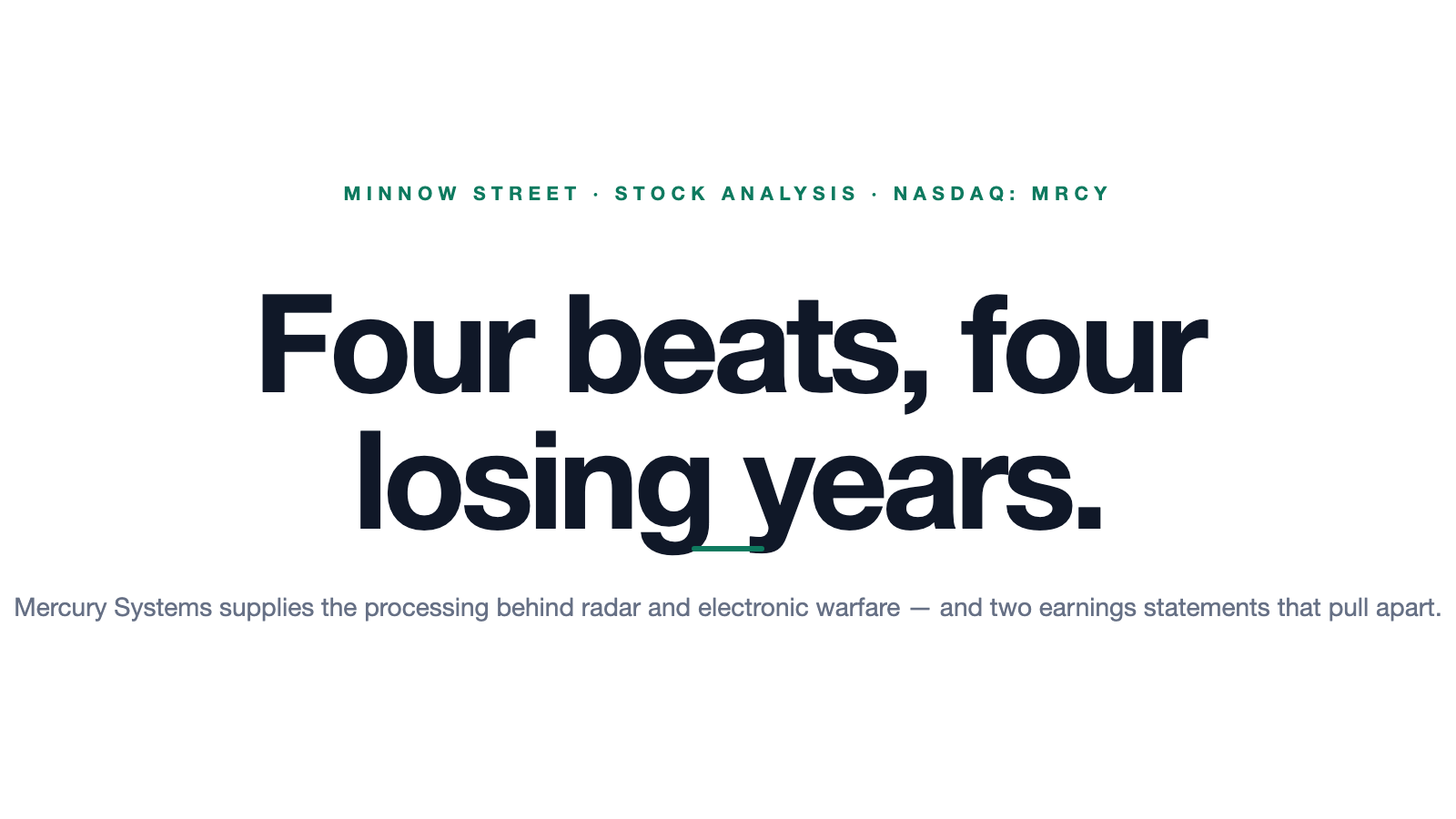 Mercury Systems Stock: The Beat That Is Not a Profit