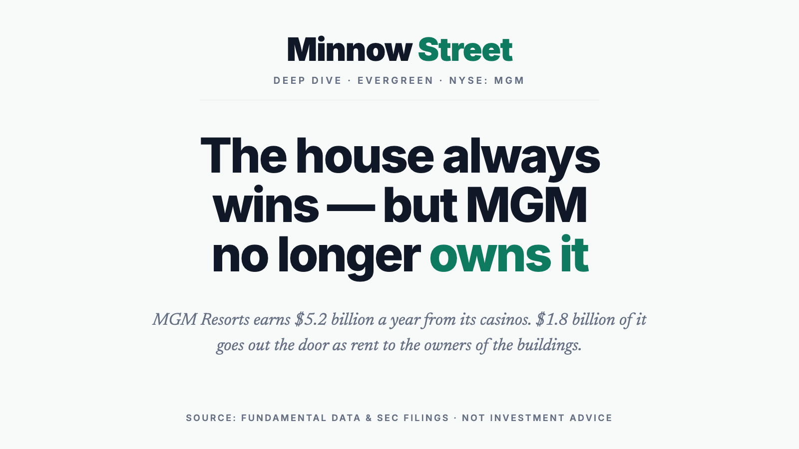 MGM Resorts: The House Always Wins — But MGM No Longer Owns the House