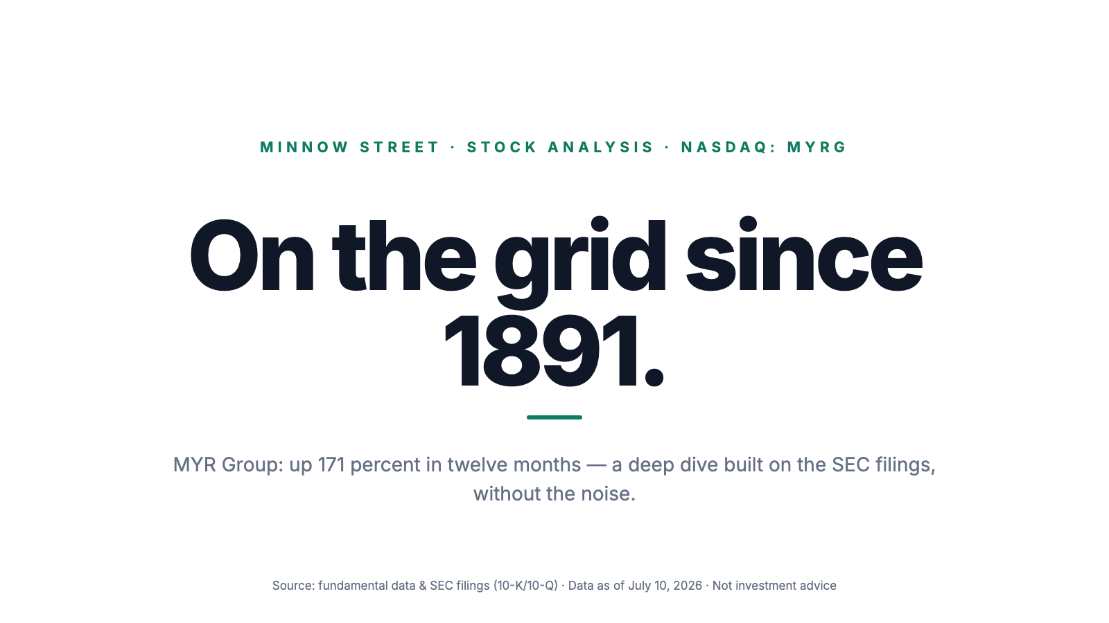 MYR Group Stock: On the Grid Since 1891, Up 171 Percent in a Year — and Its Own Buyback Program Expired Unused