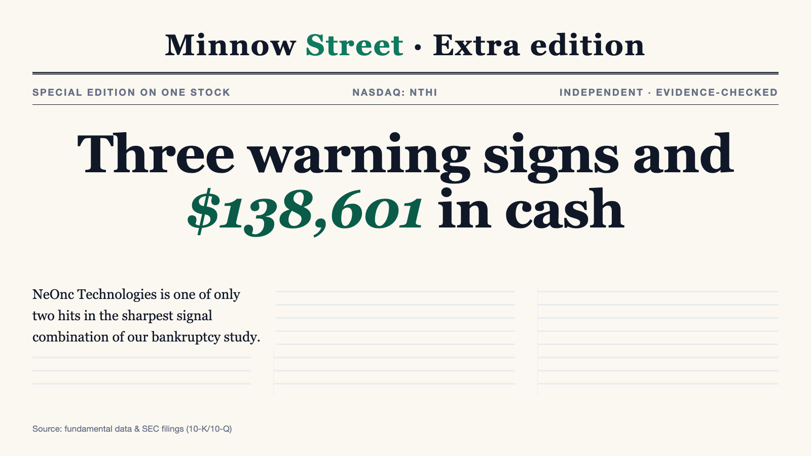 NeOnc Stock: $138,601 in the Bank — and a $75 Million Share-Selling Program