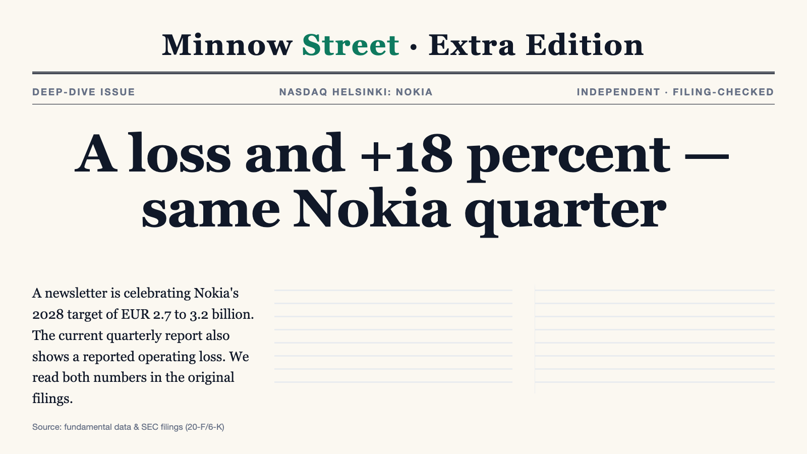 Nokia Reports a Loss and an 18 Percent Profit Jump for the Same Quarter — Both Numbers Are Real
