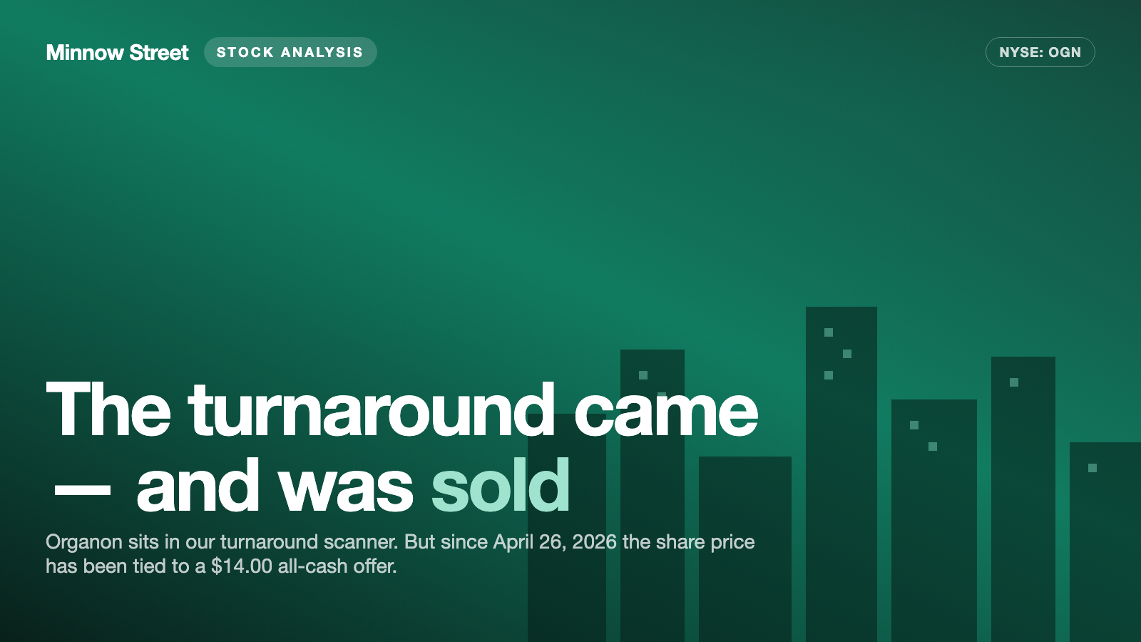 Organon: The Turnaround Candidate That Is Already Sold — $14.00 in Cash, and the Rest Is Waiting