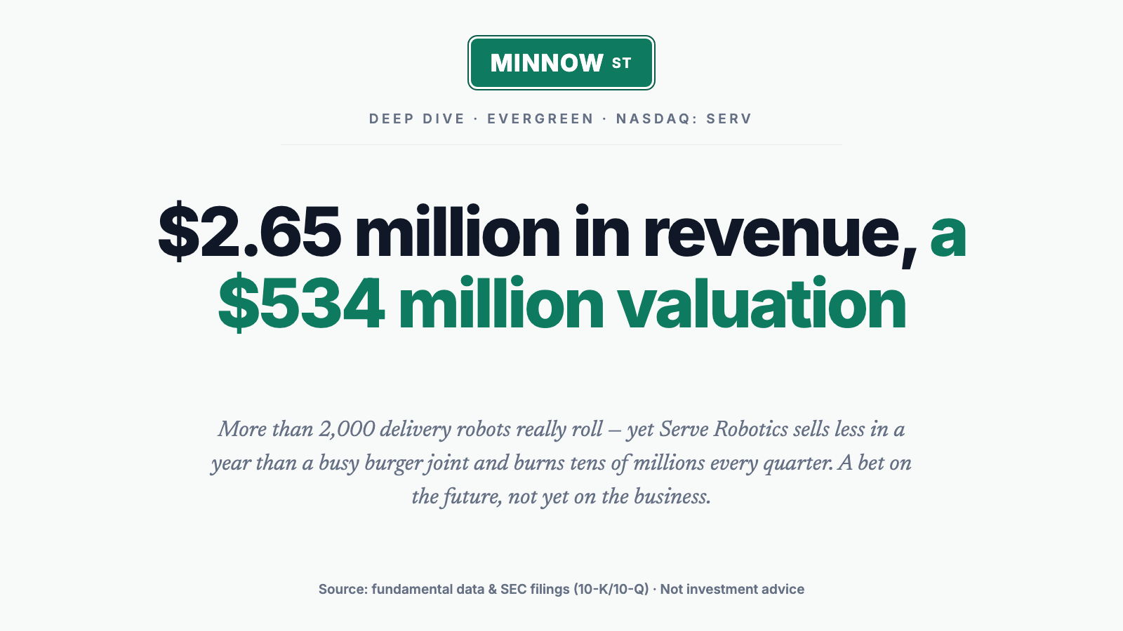 Serve Robotics Stock: $2.65 Million in Revenue, a $534 Million Valuation