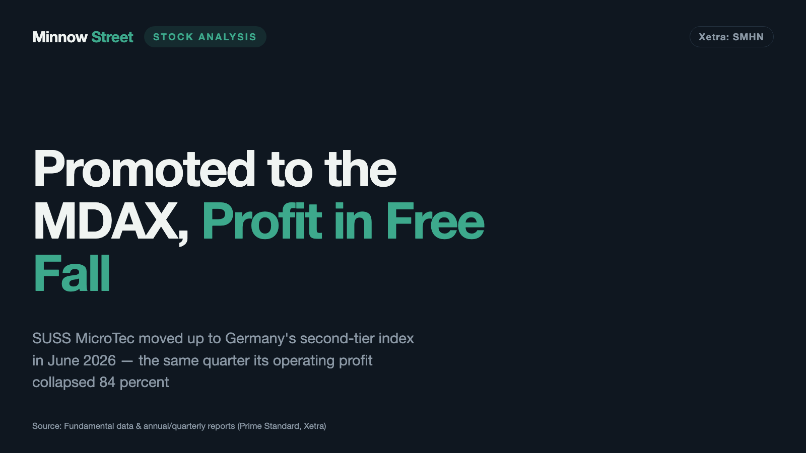 SUSS MicroTec: Promoted to the MDAX the Same Quarter Its Profit Fell 84 Percent