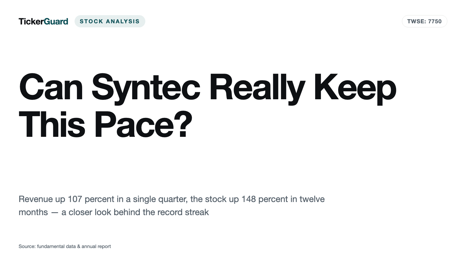 Syntec: When Every Quarter Beats the Last One